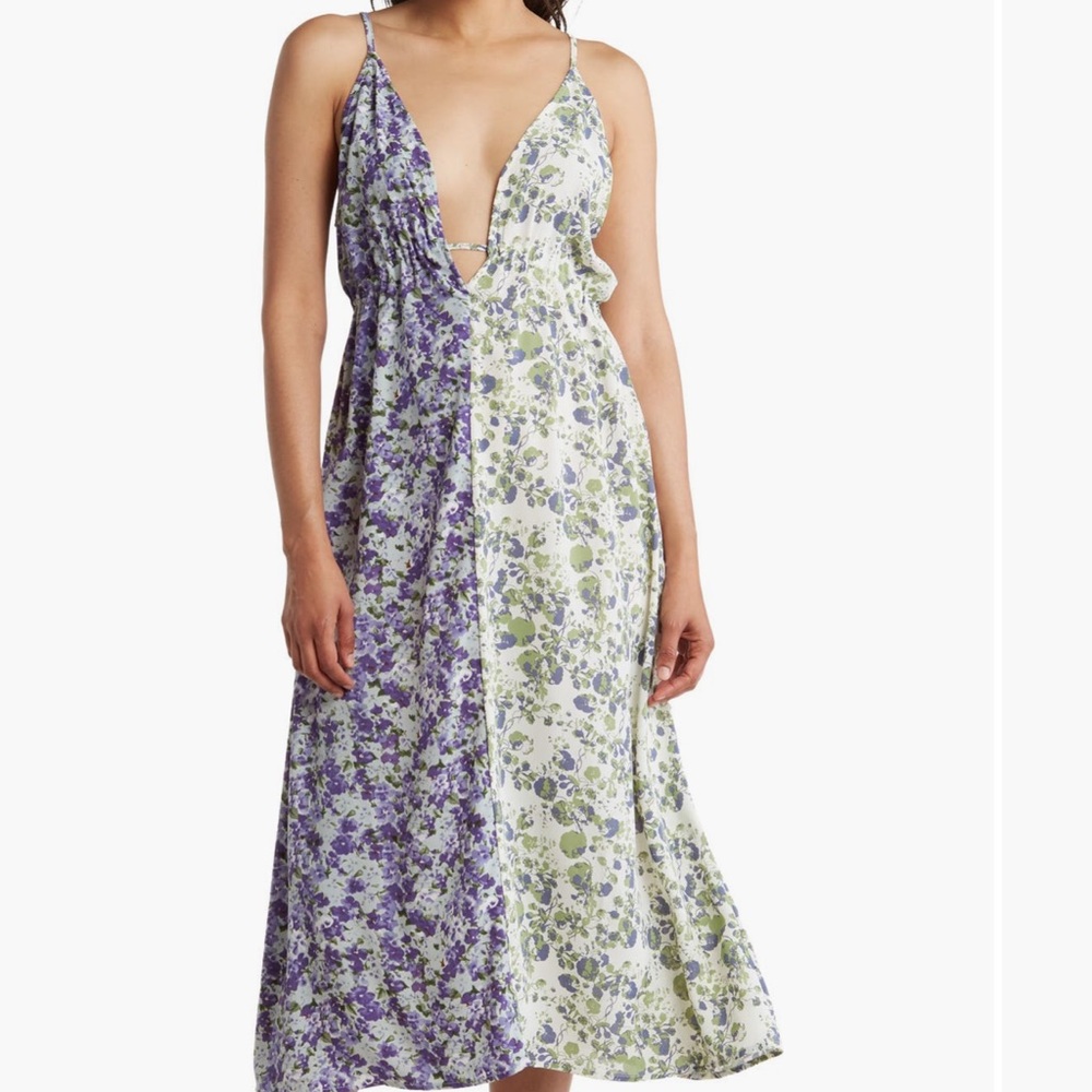 Stitch drop Maxi Dress in Purple and Green